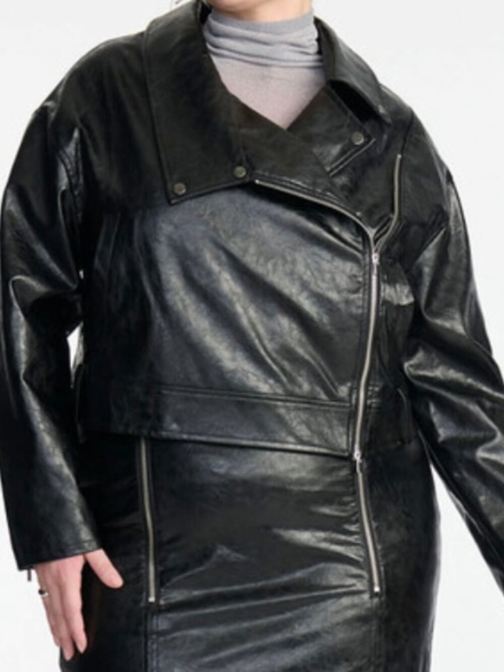 ELOQUII Black Faux Leather Moto Jacket NWT Plus Size Biker - Picture 10 of 10